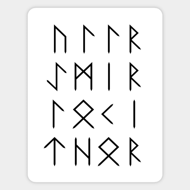 Norse God Runes - White Magnet by typelab